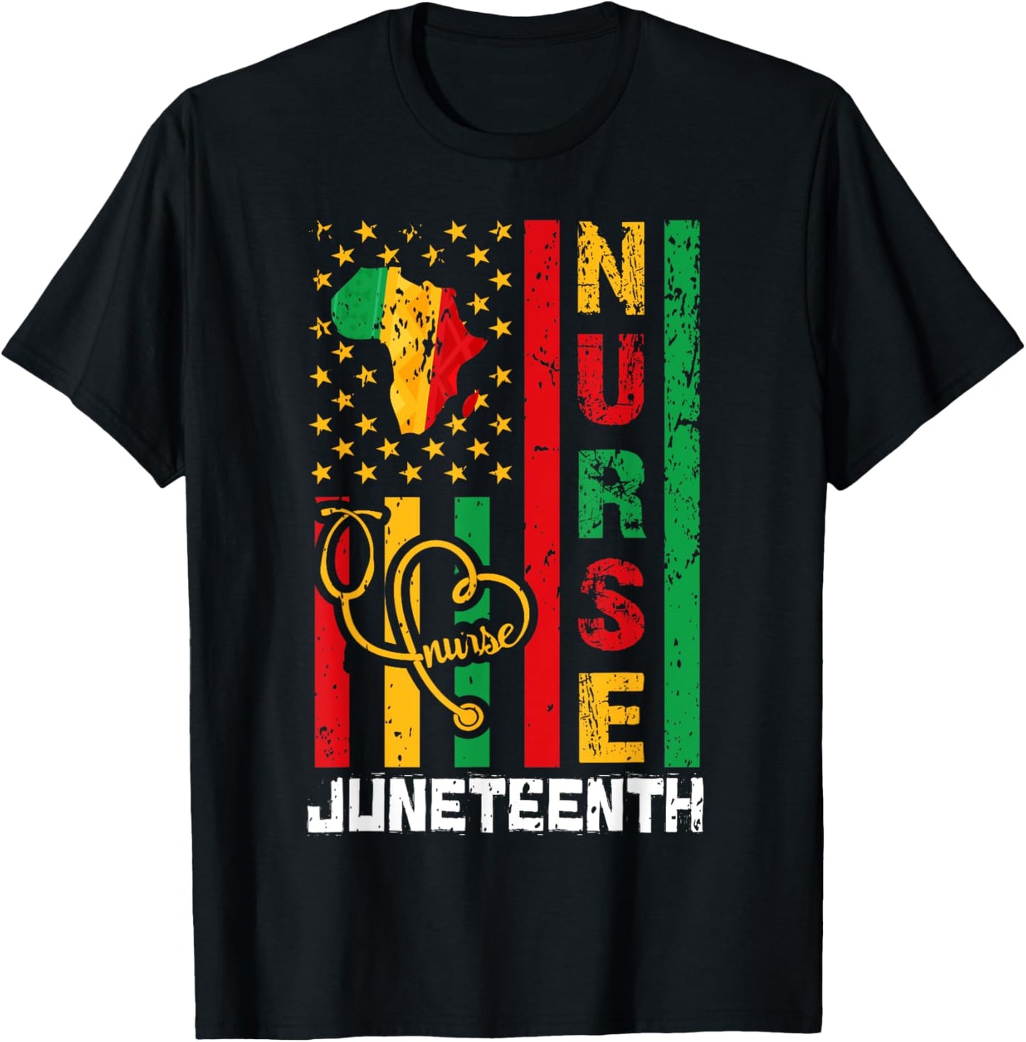 Juneteenth Nurse Melanin Nursing Stethoscope Black History T-Shirt