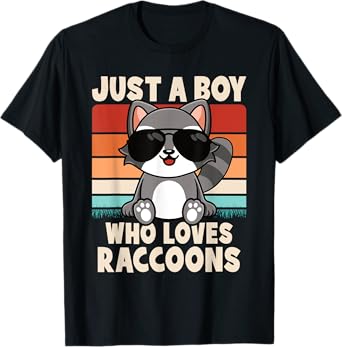 Just A Boy Who Loves Raccoons Funny Raccoon Boys Kids T-Shirt