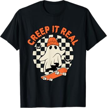 Vintage Retro Halloween Creep It Real Ghost Boy Fall Season T-Shirt
