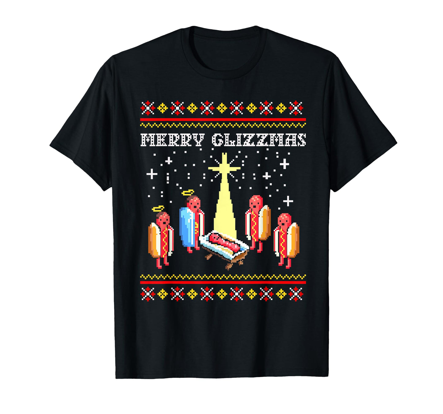 Funny Merry Glizzmas Hot Dogs Family Group Ugly Christmas T-Shirt