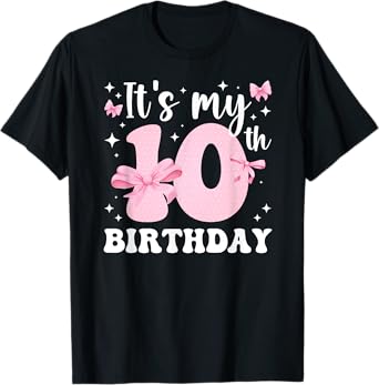 10th Coquette Themed Birthday 10 Year Old Girl Coquette Bow T-Shirt