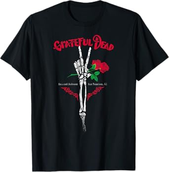 Grateful Dead Skeleton Hand Peace with Roses Vintage Band T-Shirt