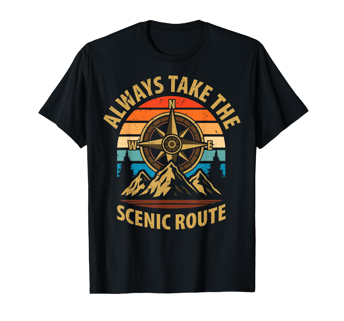 Always Take The Scenic Route Hiker Mountain Hiking Adventure T-Shirt