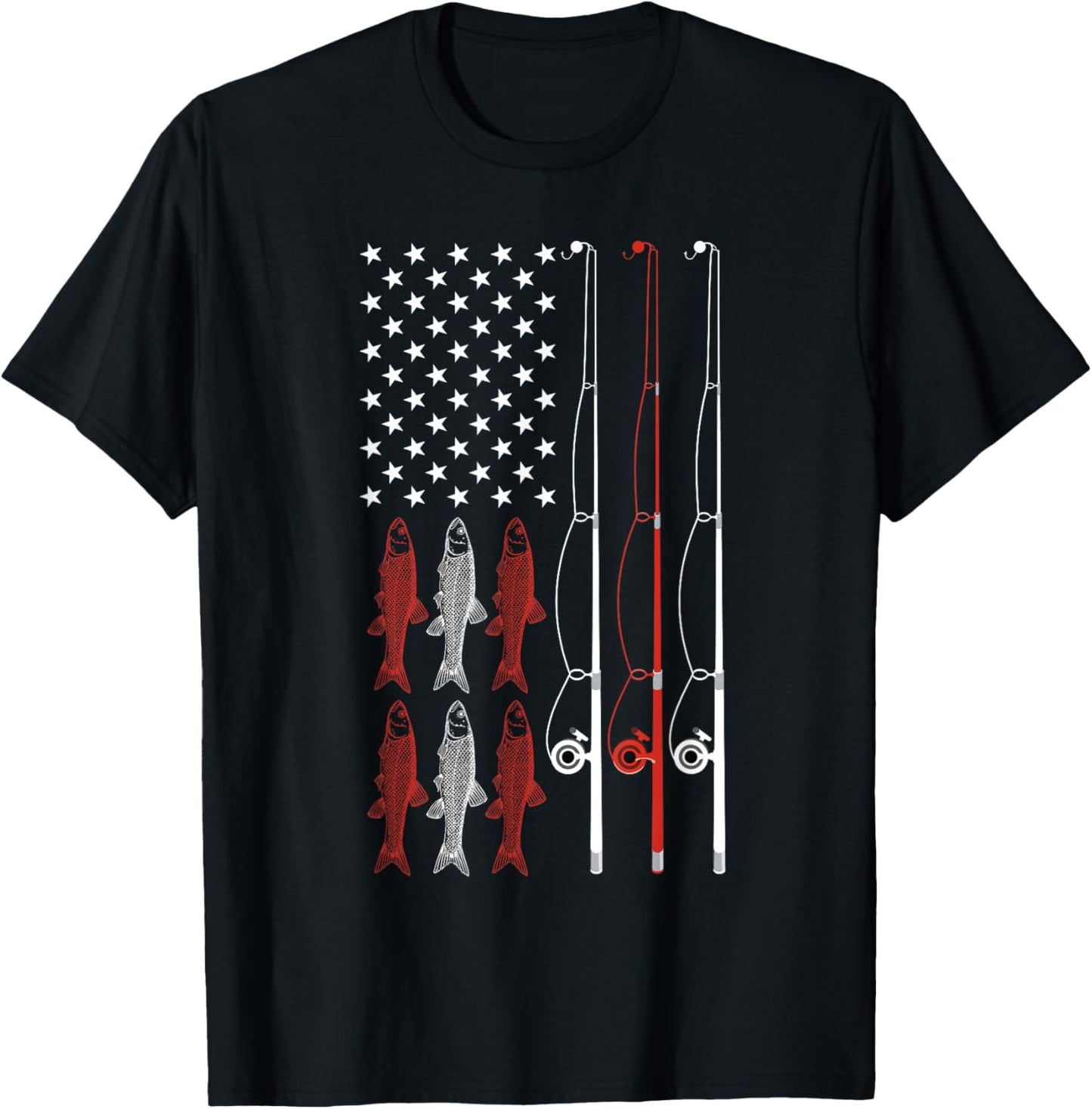 USA Flag Fishing Shirt Dad Grandpa Retro Fishing Dad T-Shirt