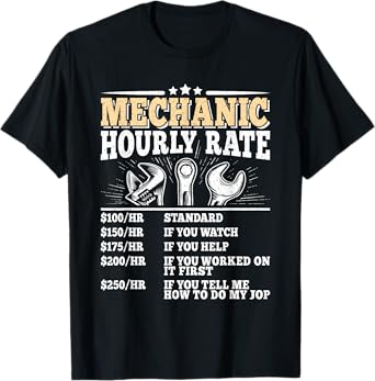 Mechanic Hourly Rate Funny Vintage Mechanic Auto Repair Men T-Shirt