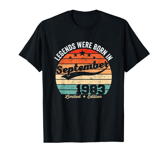 Vintage 42nd Birthday Legends Were Born In September 1983 T-Shirt