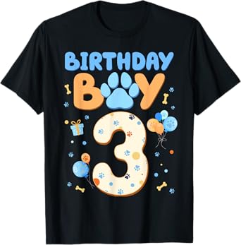 3nd Birthday Boy Blue Dog Theme Party two Cool 3 Year Old T-Shirt