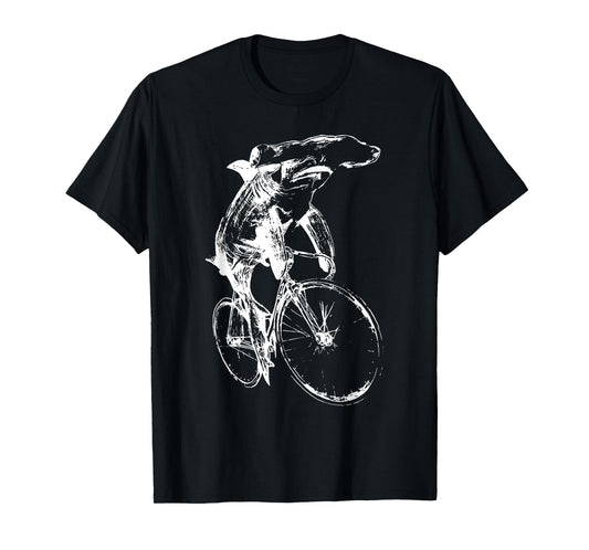 Hammerhead Sharks Riding Bicycle Retro Cycling Biking Biker T-Shirt