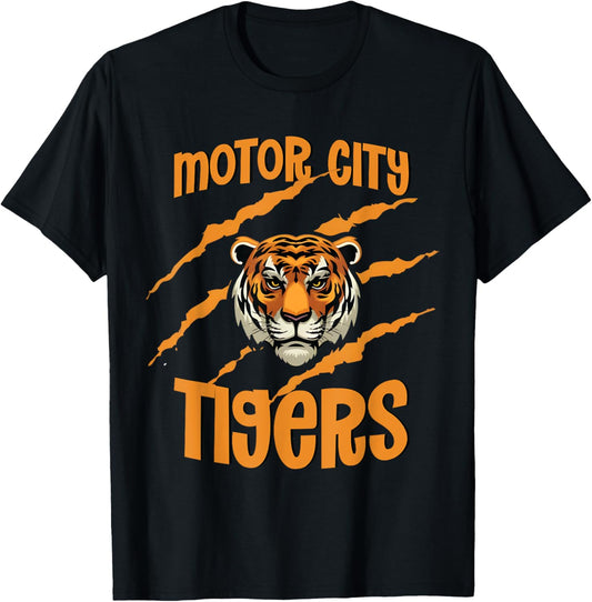Motor City Tigers Vintage Sports Retro Animal Art Men’s T-shirt by TeeBrew
