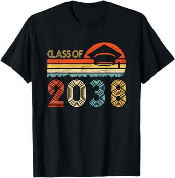 Class Of 2038 Grow With Me Pre-K Graduate Vintage Retro T-Shirt