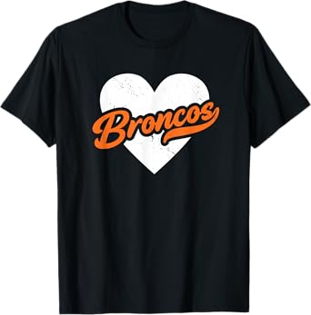 Vintage Broncos High School Go Broncos Pride Heart T-Shirt