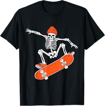Skateboarding Skeleton Riding Skateboard Halloween Skater T-Shirt