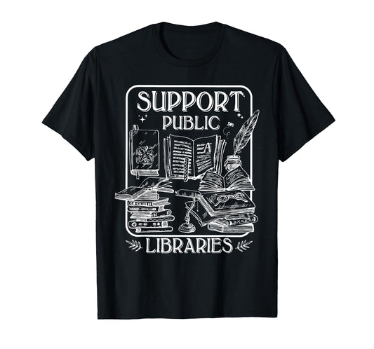 Groovy Support Your Local Library Book Reader Lover Bookworm T-Shirt