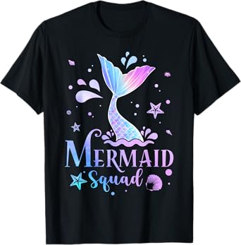 Mermaid Squad Funny Mermaid Birthday Family Matching Party T-Shirt