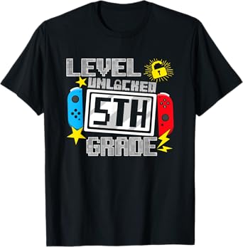 First Day Of 5th Grade Level Unlocked Game Back To School T-Shirt