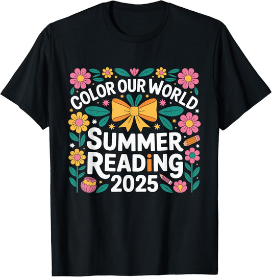 Color Our World Summer Reading 2025 Boho Wildflower Book T-Shirt