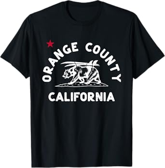 Orange County California Beach Flag Bear Surf CA Vintage T-Shirt for Men Women