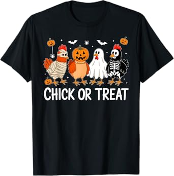 Funny Chicken Halloween Pumpkin Chick Or Treat Chicken Lover T-Shirt