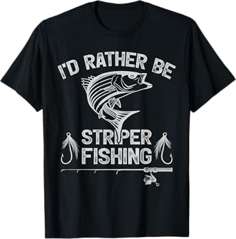 Funny Fishing Lover Retro I'd Rather Be Striper Fishing T-Shirt