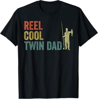 Twin Dad Fishing, Vintage Reel Cool Twin Dad Fisherman T-Shirt