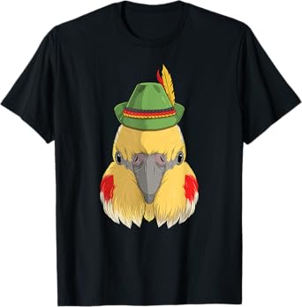 Cockatiel Bird Oktoberfest German Bavarian Alpine Hat Parrot T-Shirt