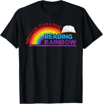 Take A Look it's In A Book Reading Book Vintage Rainbow T-Shirt