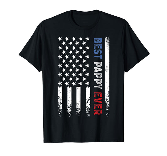 Father's Day Best Pappy Ever American Flag Distressed T-Shirt