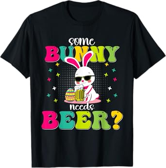 Some Bunny Needs Beer Easter Bunny Bow Tie Costume Drinker T-Shirt
