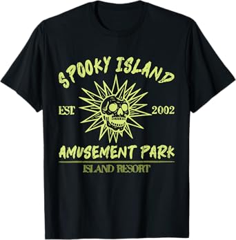 Spooky Island Est 2002 Amusement Park Skull Halloween Funny T-Shirt