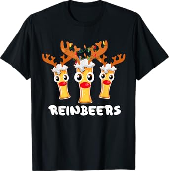 Reinbeers Funny Reindeer Beer Christmas Drinking Xmas Pajama T-Shirt