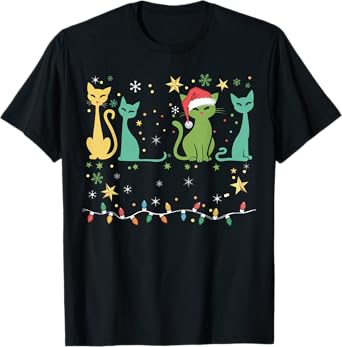 Mid Century Cat Christmas Retro 50s 60s Xmas Gifts Men Women T-Shirt