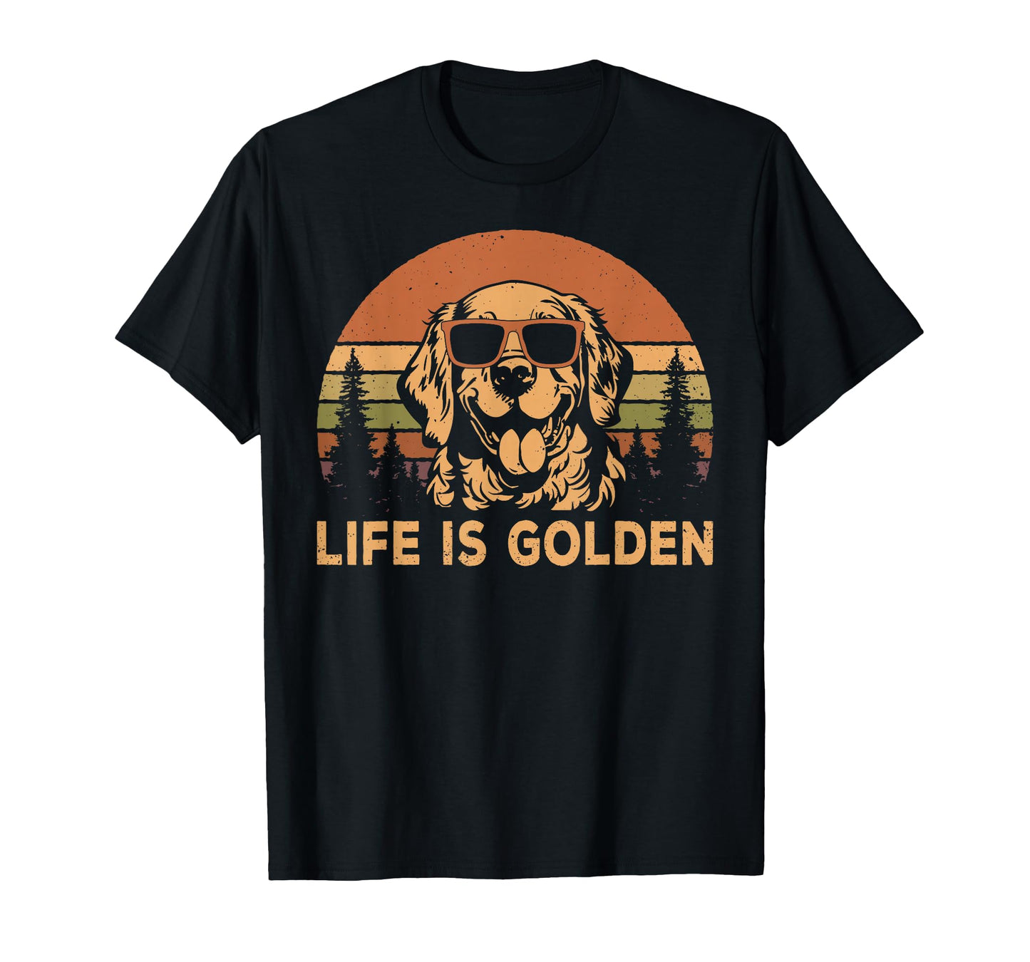 Vintage Golden Retriever Dog Life Is Golden Funny Dog T-Shirt