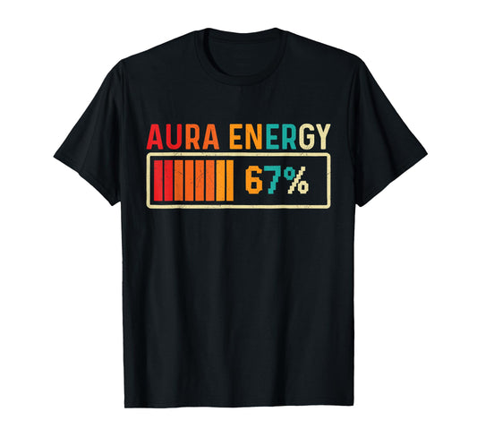 Aura Energy 67 Meme Funny Gen Alpha Slang Retro Vintage Men T-Shirt