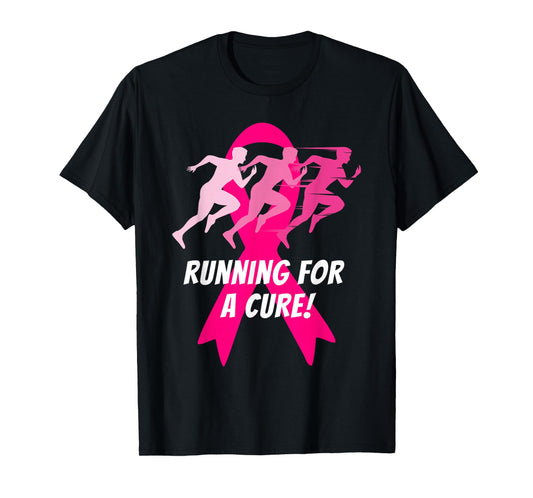 Running for a Cure Pink Ribbon Breast Cancer T-Shirt