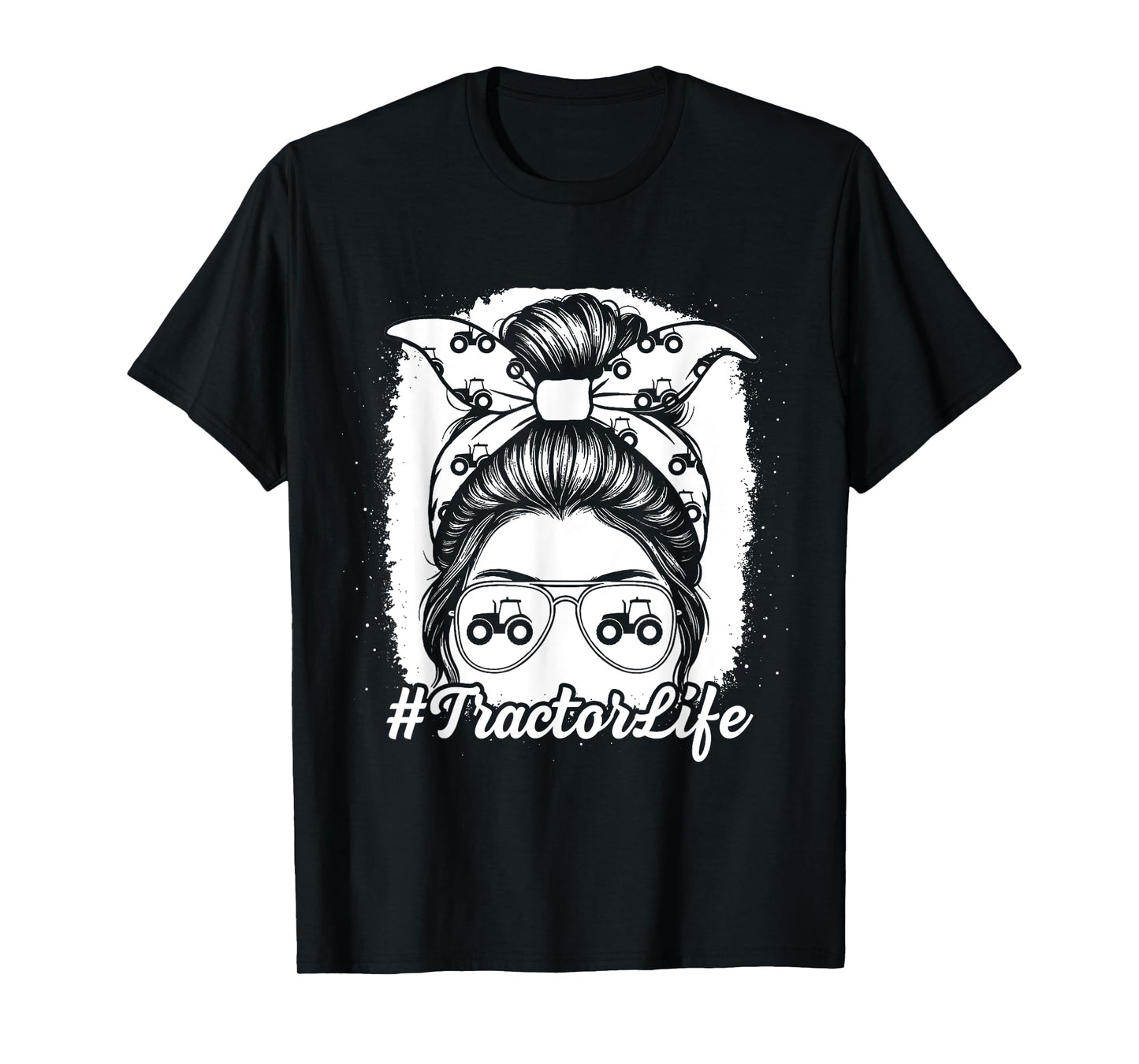 Tractor Life Messy Bun Farm Plow Field Girl Women T-Shirt