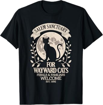 Salem Sanctuary For Wayward Cats Black Cat Halloween Men Women Kids T-Shirt