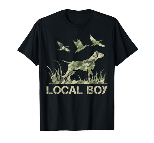 Retro Southern Boy Camouflage Hunting Dog Camo Duck Hunter T-Shirt