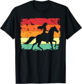 Western Cowgirl Halter Horse Retro Sunset Vintage Style T-Shirt