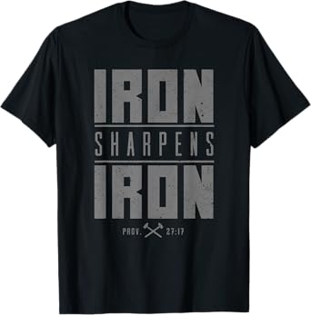 Iron Sharpens Iron Christian Men Bible Scripture Gym Workout T-Shirt