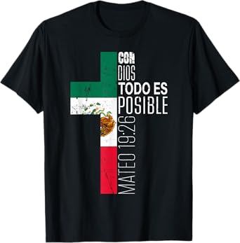 Vintage Christian Spanish Gifts Women Men Kids Mexican Flag T-Shirt