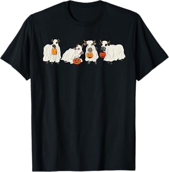 Funny Ghost Cow Spooky Season Trick Or Treat Happy Halloween T-Shirt