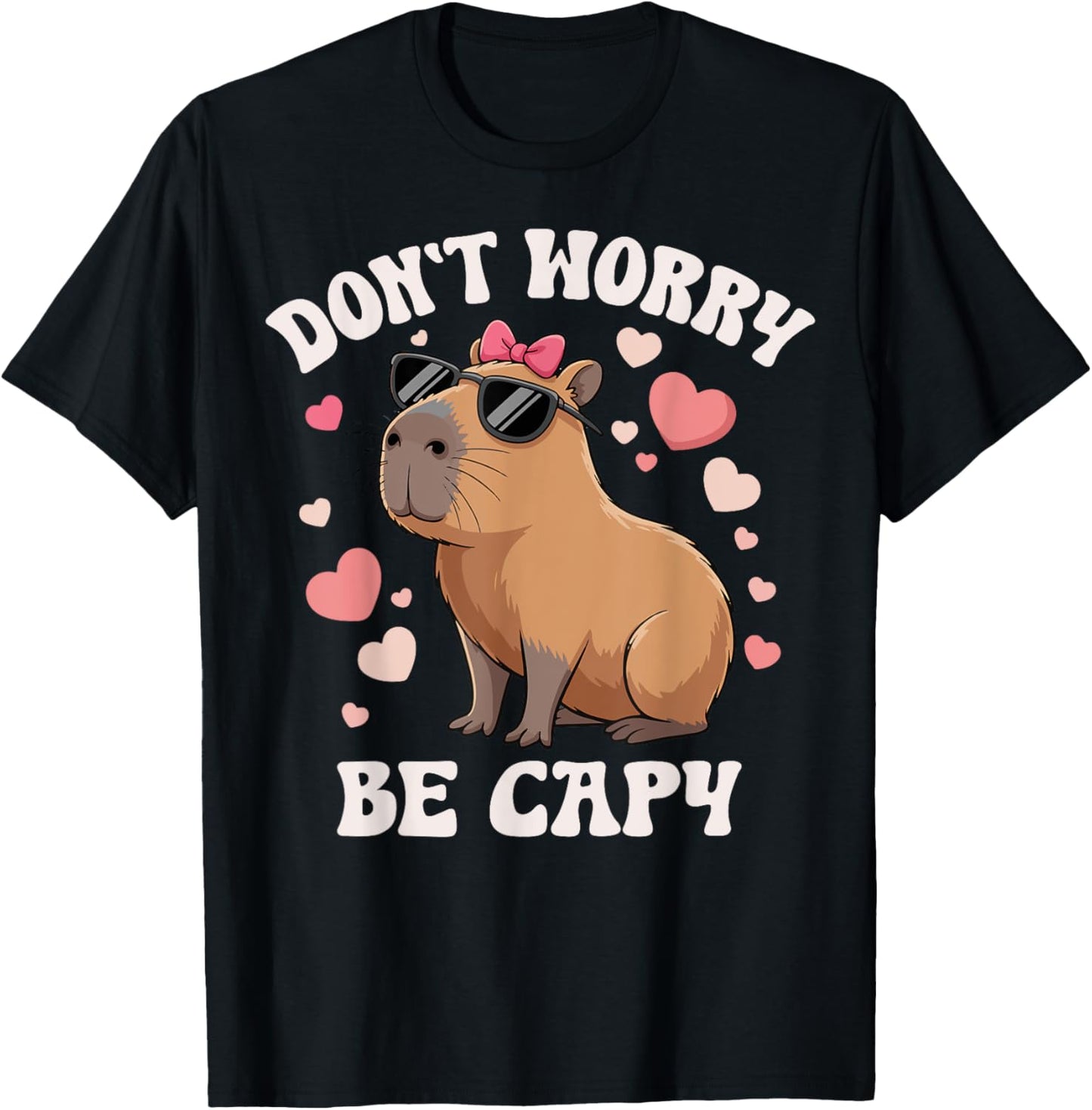 Girls Capybara Clothes Dont Worry Be Capy Cute Animal Kids T-Shirt