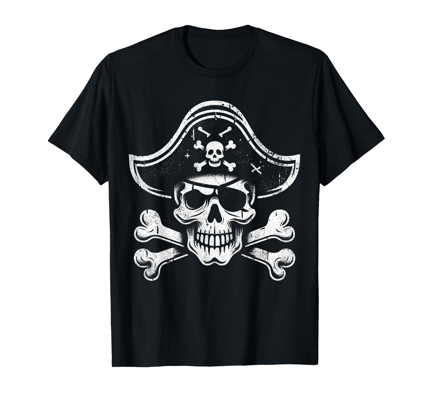 Vintage Pirate Skull Captain Tee - Roger Jolly Crossbones T-Shirt