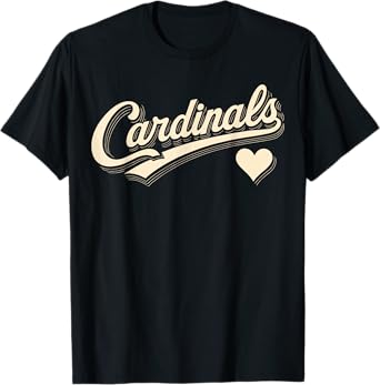 Cardinals Retro Script Typography Heart Gift For Men Women T-Shirt