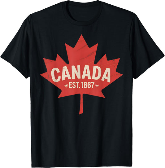 Canada Est. 1867 Retro Maple Leaf Vintage Canada Day 2025 T-Shirt