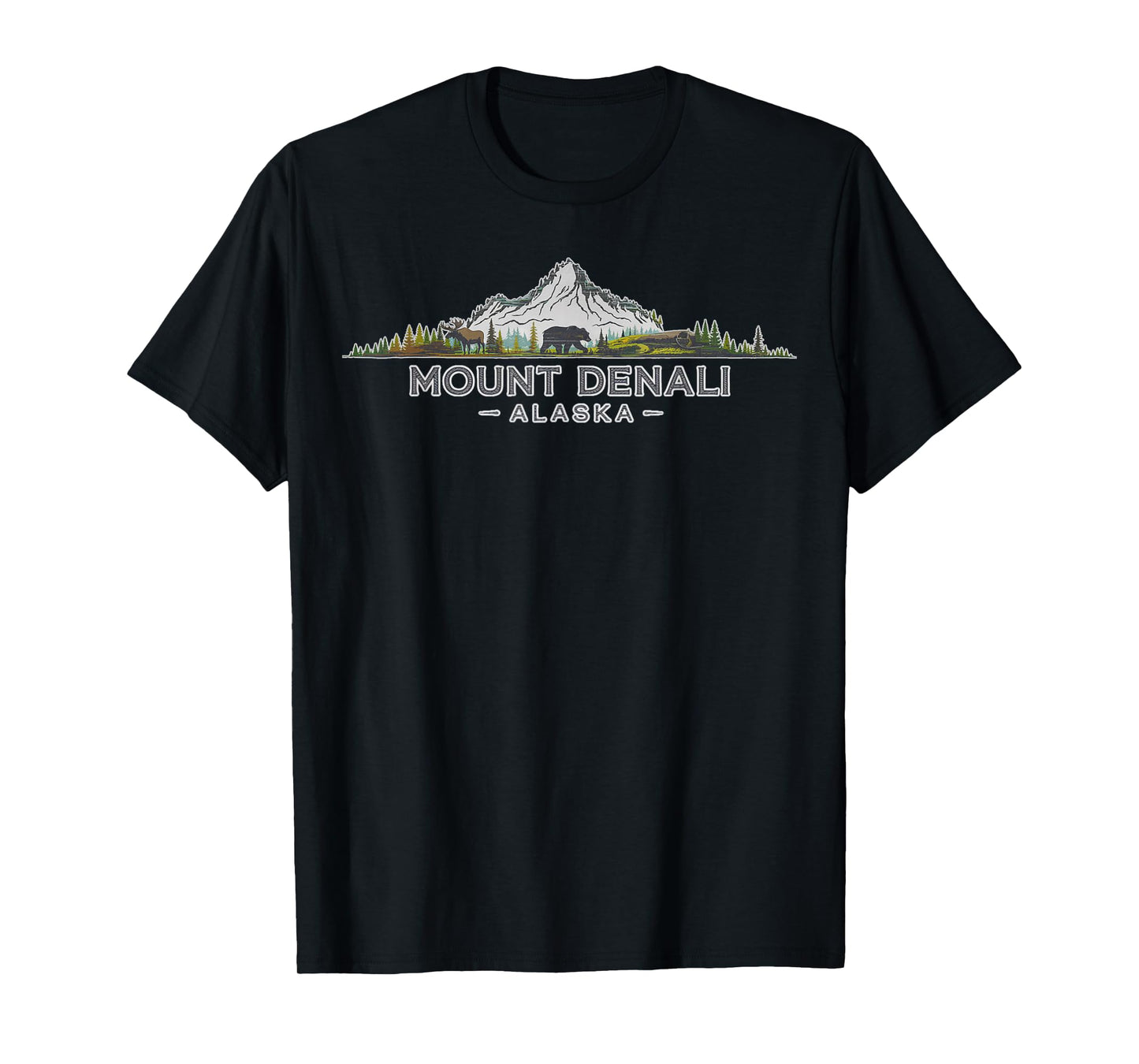 Mount Denali Alaska Souvenir Scenic Wildlife Adventure T-Shirt