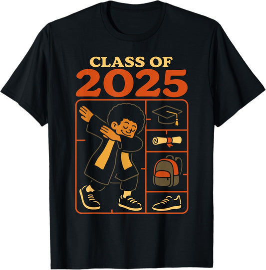 Class of 2025 Graduation Afro Boy Dab Pose Kids T-Shirt
