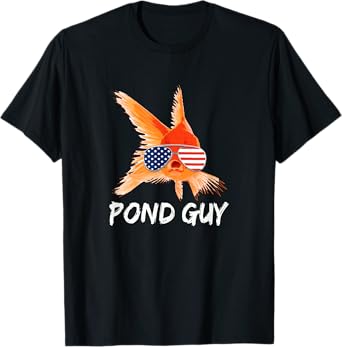 Pond Guy Goldfish Shirt Koi Carp Fish in USA Flag Sunglasses T-Shirt for Women Kids Men