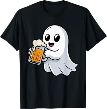 Cute Boo Ghost Drinking Beer Halloween Kids Trick or Treat T-Shirt