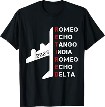 Retired Pilot 2025 Phonetic Alphabet Retirement Gift T-Shirt